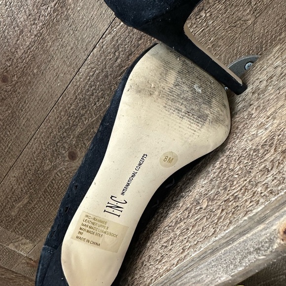 INC International Concepts Black Laser Cut Peep Toe Heels - Size 8M - Picture 5 of 6